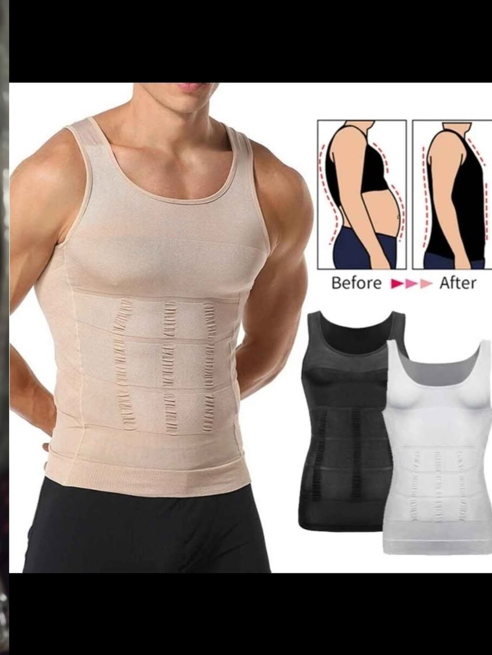 Men's Compression Shaper Tank - Beige XL